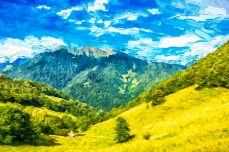 Canvastavla - Painted Mountain Landscape