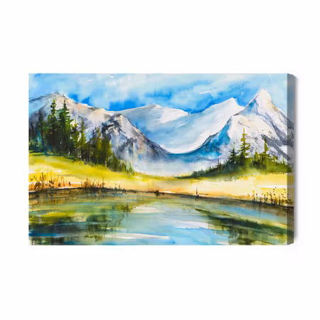 Canvastavla - Mountain Landscape Painted with