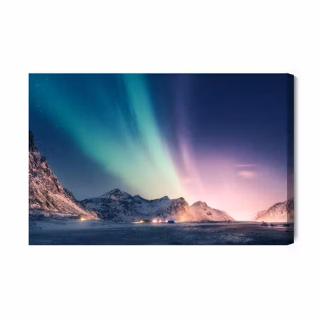 Canvastavla - Northern Lights in the Mountains