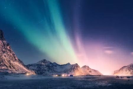 Canvastavla - Northern Lights in the Mountains