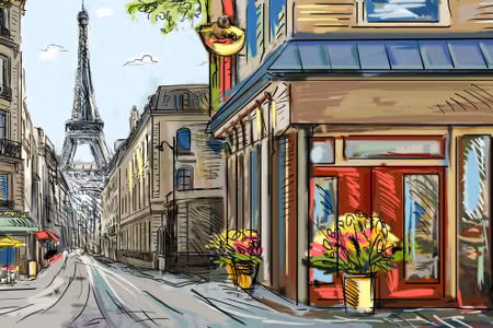 Canvastavla - Paris Streets Like a Comic Book