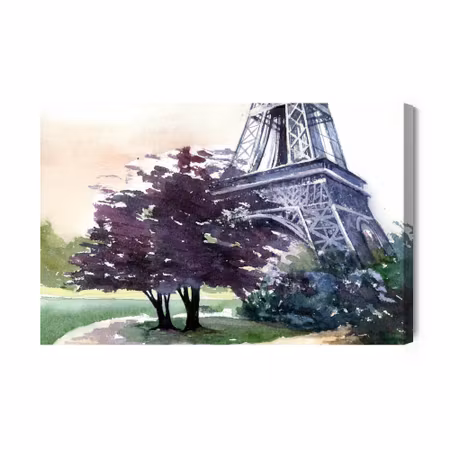 Canvastavla - Eiffel Tower Painted with Watercolor