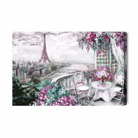 Canvastavla - A Cafe with the Eiffel Tower in the