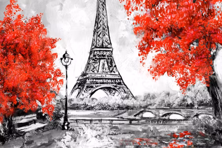 Canvastavla - The Eiffel Tower Between Flowering