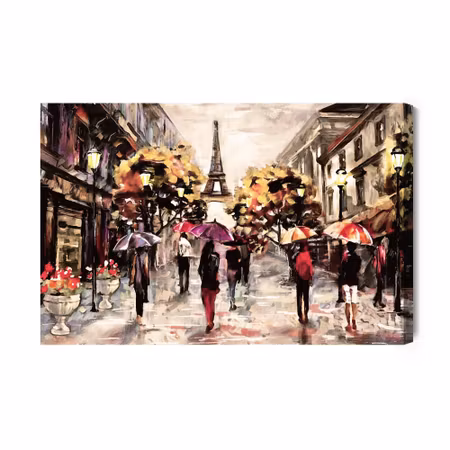 Canvastavla - People with Colorful Umbrellas in