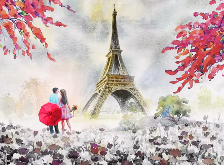Canvastavla - In Love By the Eiffel Tower