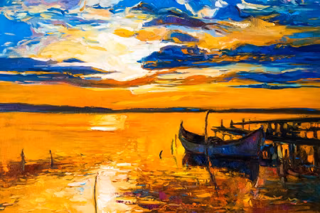 Canvastavla - Colorful Sunset over the Water