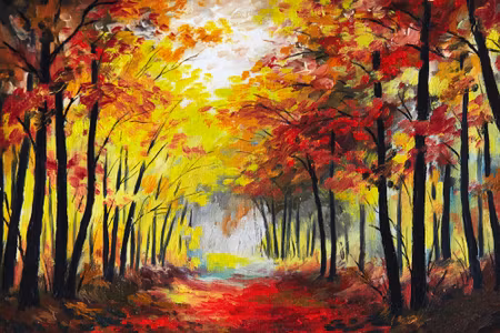 Canvastavla - A Forest Landscape in Autumn Colors