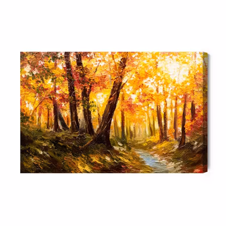 Canvastavla - Autumn Forest Near the River