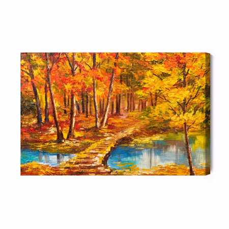Canvastavla - Footbridge in the Autumn Forest