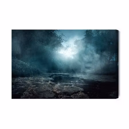 Canvastavla - River in a Misty Forest