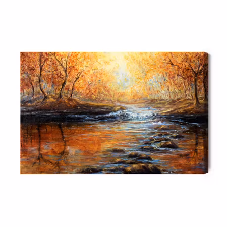 Canvastavla - River in the Autumn Forest