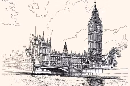 Canvastavla - Drawing of the Palace of Westminster
