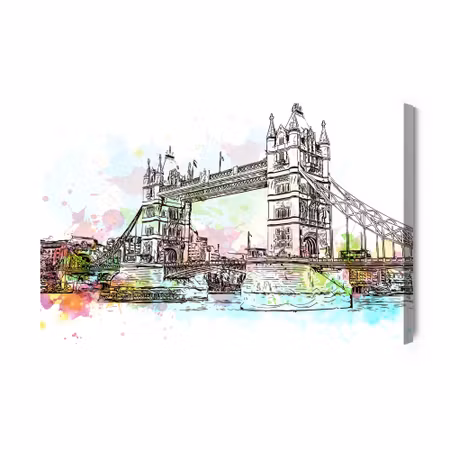 Canvastavla - Tower Bridge Painted with Watercolor