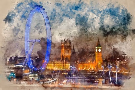 Canvastavla - Panorama of London Painted with