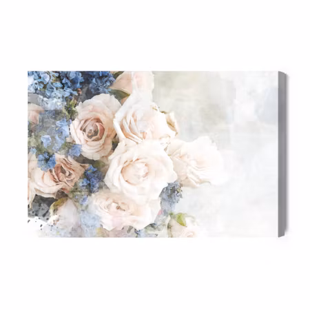 Canvastavla - Pastel Roses Painted in Watercolor