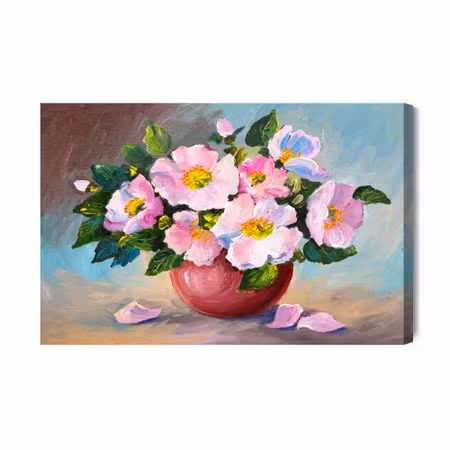 Canvastavla - Roses in a Vase As Painted
