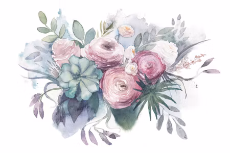 Canvastavla - Pastel Flowers Painted with