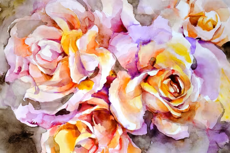 Canvastavla - Colorful Rose Flowers Painted with