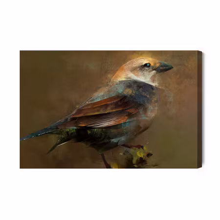 Canvastavla - Bird Sitting on a Branch