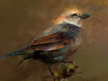 Canvastavla - Bird Sitting on a Branch