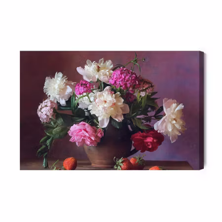 Canvastavla - Peonies with Fruit