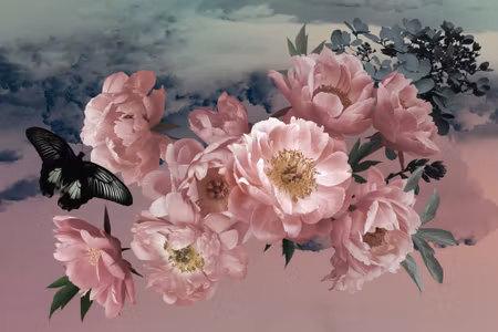 Canvastavla - Peonies with a Butterfly