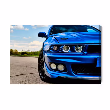 Canvastavla - Sporty Blue Car and Nature