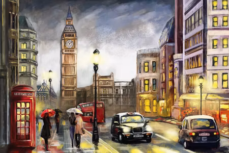 Canvastavla - Cars and Bus in London