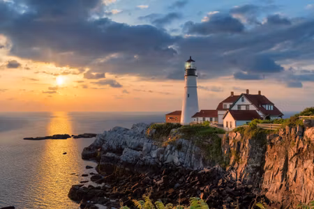 Canvastavla - Sunrise and the Lighthouse