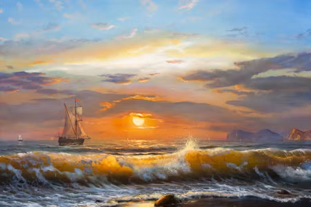 Canvastavla - Sailboats in the Sea