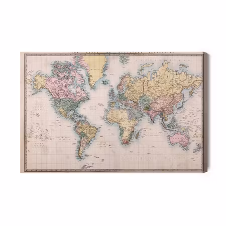 Canvastavla - World Map in the Old Style