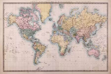 Canvastavla - World Map in the Old Style