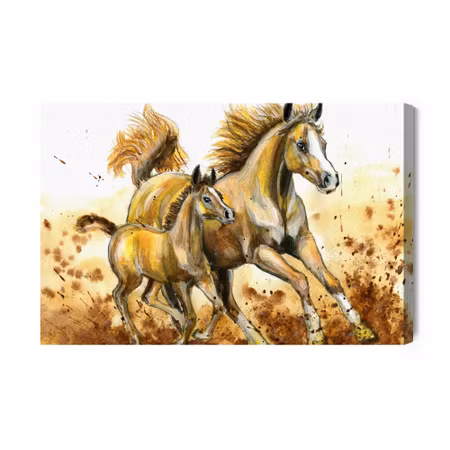 Canvastavla - Galloping Horses Painted in