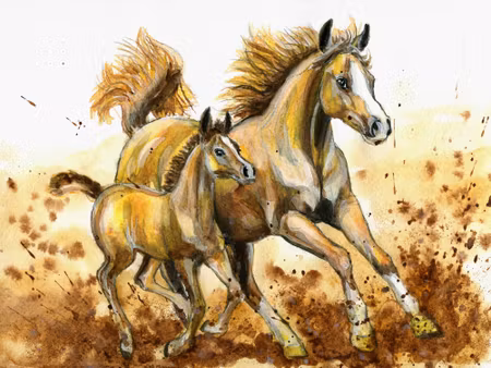 Canvastavla - Galloping Horses Painted in