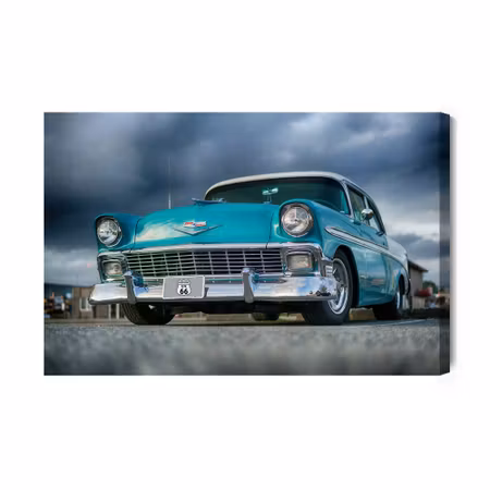 Canvastavla - Turquoise Car and Clouds