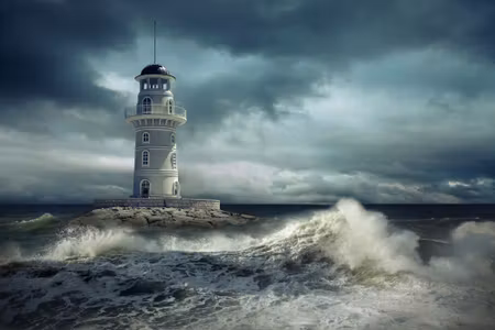 Canvastavla - Lighthouse and the Stormy Sea