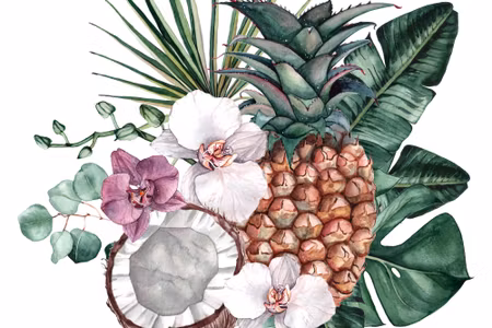 Canvastavla - Tropical Fruits and Orchids