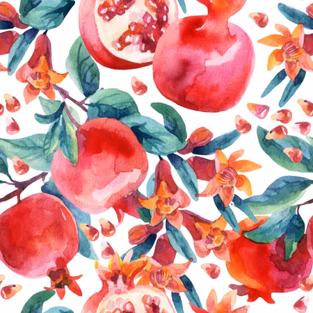 Canvastavla - Pomegranates in Watercolour