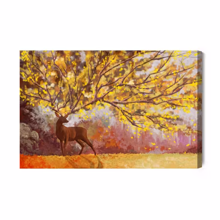 Canvastavla - Nature with Deer Watercolor