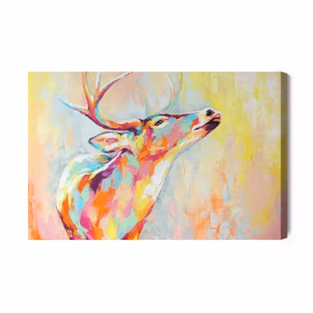 Canvastavla - Watercolor Painted Colorful Deer