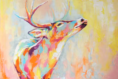 Canvastavla - Watercolor Painted Colorful Deer