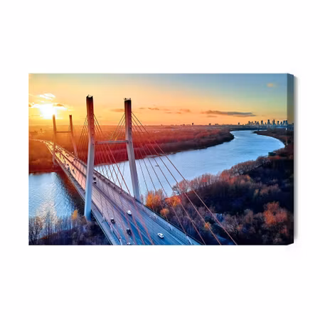Canvastavla - Bridge in Warsaw At Sunset