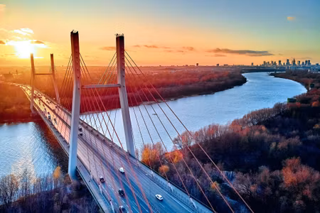 Canvastavla - Bridge in Warsaw At Sunset