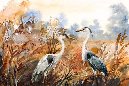 Canvastavla - Cranes in Autumn