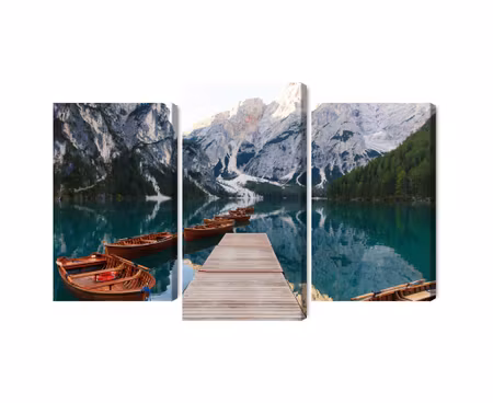 Canvastavla - Multipart Lake Braies in Italy