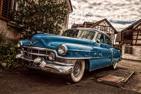 Canvastavla - Multipart a Blue Cadillac Eldorado