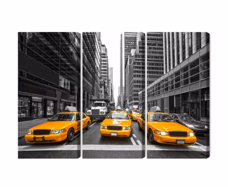 Canvastavla - Multipart Yellow Taxis in New York