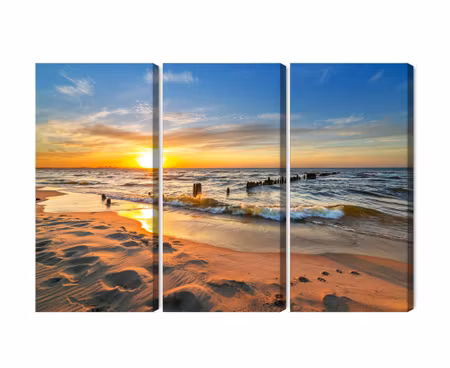 Canvastavla - Multipart Baltic Sea At Sunset