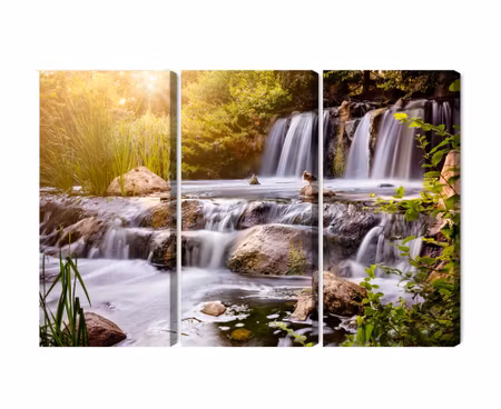 Canvastavla - Multipart Waterfall At Sunset